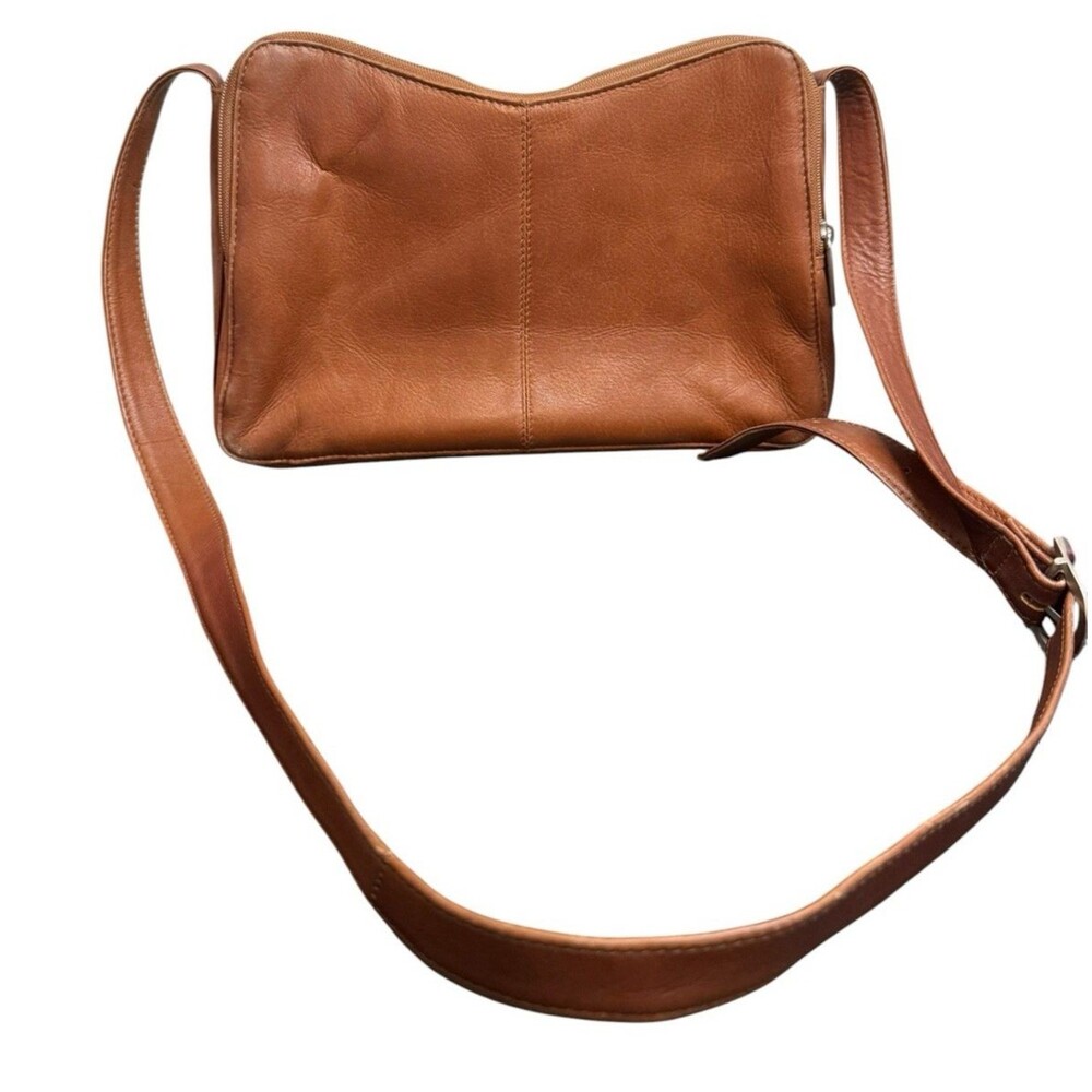 Vintage Brown Lavive Leather Cross Body Purse Bag Long Shoulder Strap